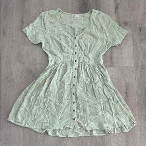 Billabong Green Floral buttom up dress size Small